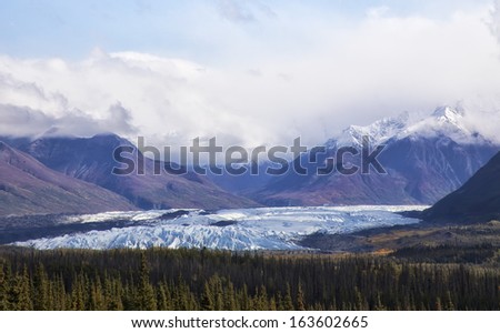 Alaska interior showing Matanuska Glacier from the roadside