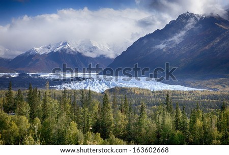 Alaska interior showing Matanuska Glacier from the roadside