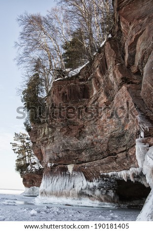 Apostle Islands National Lake Shore ice caves on the shores of Lake Superior.  Winter travel in Wisconsin