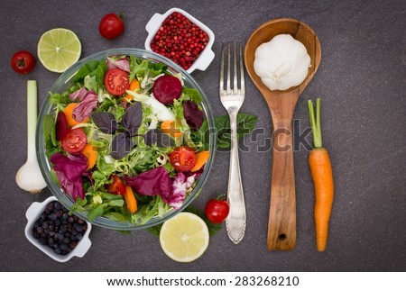 Mixed salad with salad ingredients