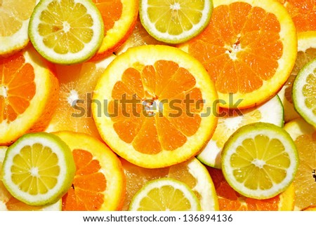 citrus slices in random composition