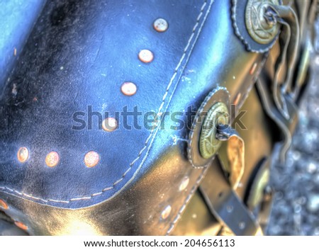classic motorcycle saddle bag in hdr tone