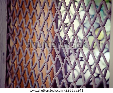 close up of a metal rolling shutter in vintage tone.