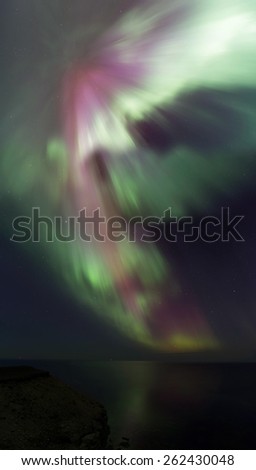 Unreal Northern Lights from St. Patric\'s day magnetic storm. Photographed in Saaremaa Estonia.
