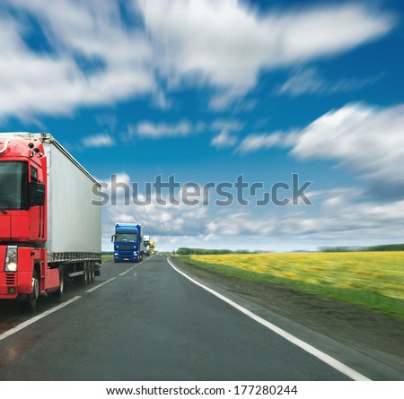 Convoy of trucks on a highway