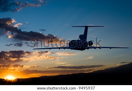 Fly to sunrise airplane photo