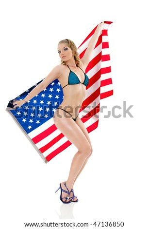 stock photo : Pin-Up style american flag pin up girl. stock photo : Pin-Up style