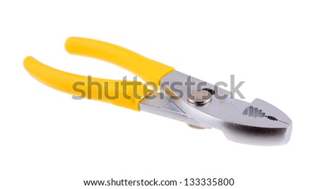 pliers yellow handle tool isolated on a white background