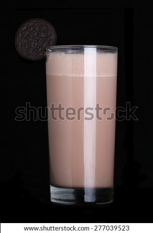 milkshakes chocolate flavor ice cream isolated on black background