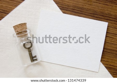 Card and key and bottle