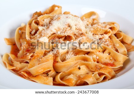 Italian delicious receipt for pasta close up