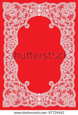 stock vector Cute wedding invitation card with lace ornament frame