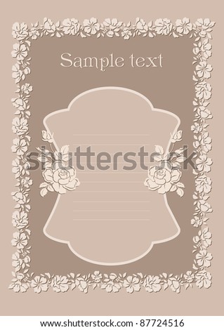 stock vector Cute wedding invitation card with vintage ornament frame