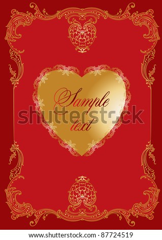 stock vector Cute wedding invitation card with vintage ornament frame