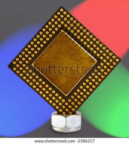Front view of computer CPU with closed clipping path