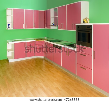 Full frame of simple modern kitchen