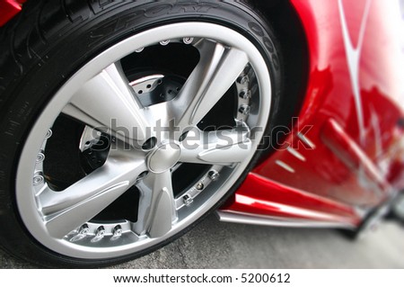 stock photo Red Sport Car Wheel