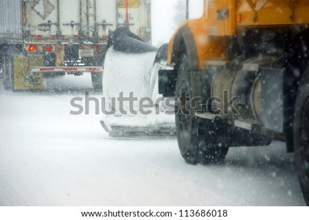 Snow plows keep the road open  during winter storm in Eastern Oregon