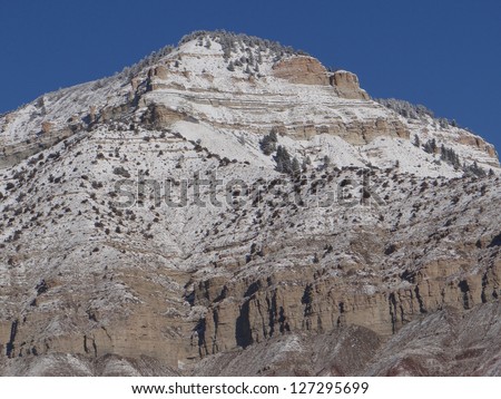 Detail, mountain peak in winter, near Grand Junction,  Colorado