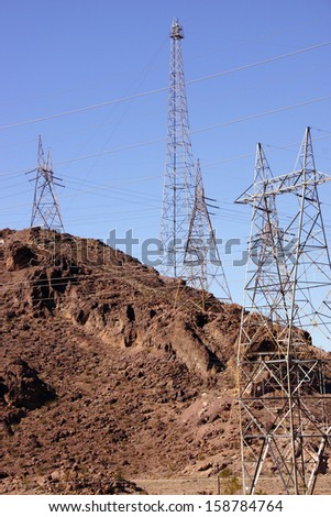 High-Voltage Power Lines from Hoover Dam for transmission of electricity on the border of Arizona and Nevada