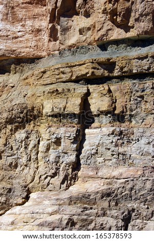 Detail, geological layers of sedimentary rock,  exposed along the highway,  Salt River Canyon, Arizona