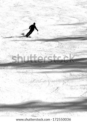 Silhoutte of skier on the Tornado piste run Steamboat Springs, Colorado