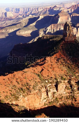 Evening light on the North Rim from Point Imperial,  Grand Canyon National Park, Arizona