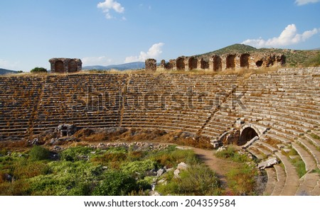 Chariot racing stadium ( hippodrome ), best preserved example of Roman architecture,  Aphrodisias,  Turkey