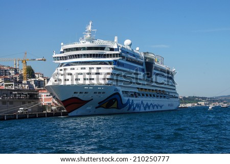 ISTANBUL - MAY 18, 2014 -  Cruise ship docks to allow excursion for torusits  in Istanbul, Turkey