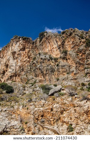 Rugged island mountain landscape  from the coastal highway near Xantos,  Turkey