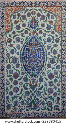 ISTANBUL, Turkey  - MAY 18, 2014 - Intricate Iznik mosaic tile work  for the tomb of Selim II,  in Istanbul, Turkey