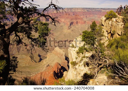 GRAND CANYON, ARIZONA - SEP 29 - Tourists enjoy the view overlooking the South Rim,at the Grand Canyon National Park, Arizona