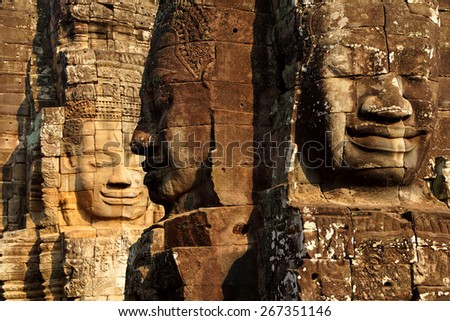 Face tower of Bayon Temple, Angkor Thom,  Cambodia