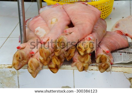 Pig trotter feet prepared for sale in Ben Thanh market, Saigon (Ho Chi Minh City),  Vietnam