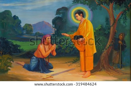 YANGON, BURMA - FEB 18, 2015 - Life of the Buddha painting  in Chauk Htat Gyi Pagoda, Yangon, Myanmar (Burma)
