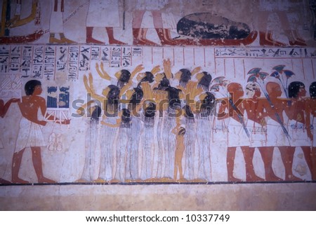 Funeral procession, painting from Egyptian tomb, 		Luxor	Egypt, Middle East