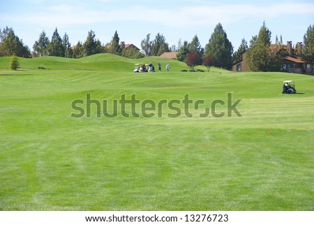 Golf course, green fairway, blue sky,		Eagle Crest Resort Golf Course,	Central Oregon