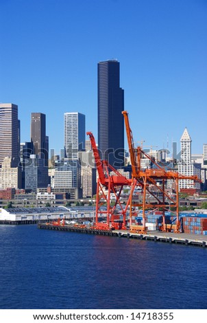 Dockyard cranes, Seattle waterfront		Puget Sound, 	Pacific Northwest