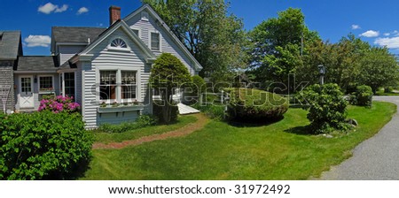 New England house and yard, Mount Desert Island, Acadia National Park,  Maine