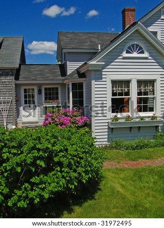 New England house and yard, Mount Desert Island, Acadia National Park,  Maine