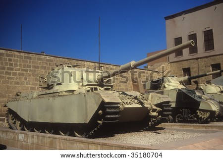 British Centurion tank,  ,  	originally from World War II, then used in Arab - Israeli wars, Military Museum, Citadel	Cairo	Egypt, Middle East