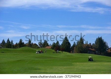 Golf course, green fairway, blue sky,		Eagle Crest Resort Golf Course,	Central Oregon