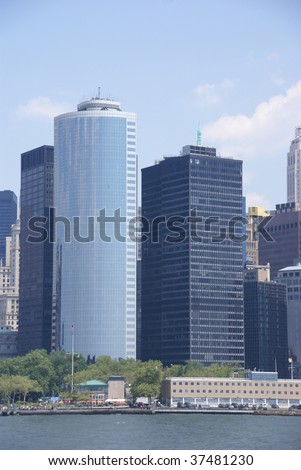 New York Skyline, from Staten Island Ferry, Lower Manhattan, Financial District, New York City