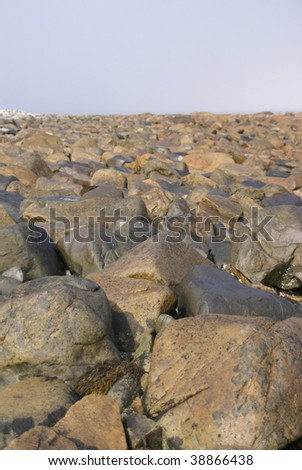 Granite pebbles, rounded by the ocean  Cable Crossing, Mount Desert Island, Acadia National park, Maine, New England