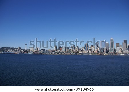 Seattle waterfront skyline,  Puget Sound,  Pacific Northwest