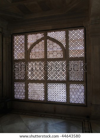 Intricate marble filigree screen, Tomb of Islamic Tomb of Salim Chisti, Fatepuhr Sikri, Agra, India, South Asia