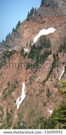Exposed steep rocky face of Red Mountain,   Snoqualmie Pass, North Cascades, Washington