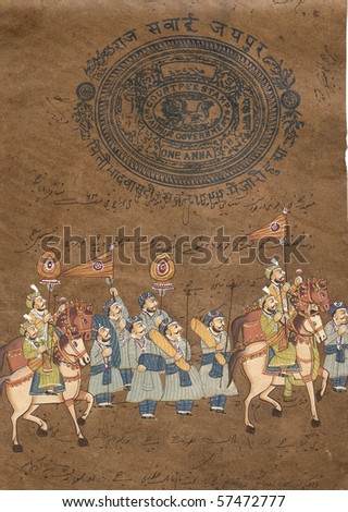 Medieval Warrior Riding Horse Tattoos on Procession Of Maharajah On Horse  Indian Miniature Painting On 19th