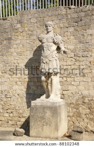 Statue of Roman general  in the Villasse Roman ruins, Vaison la Romaine, France