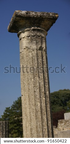 Ionic column  in the Villasse Roman ruins, Vaison la Romaine, France